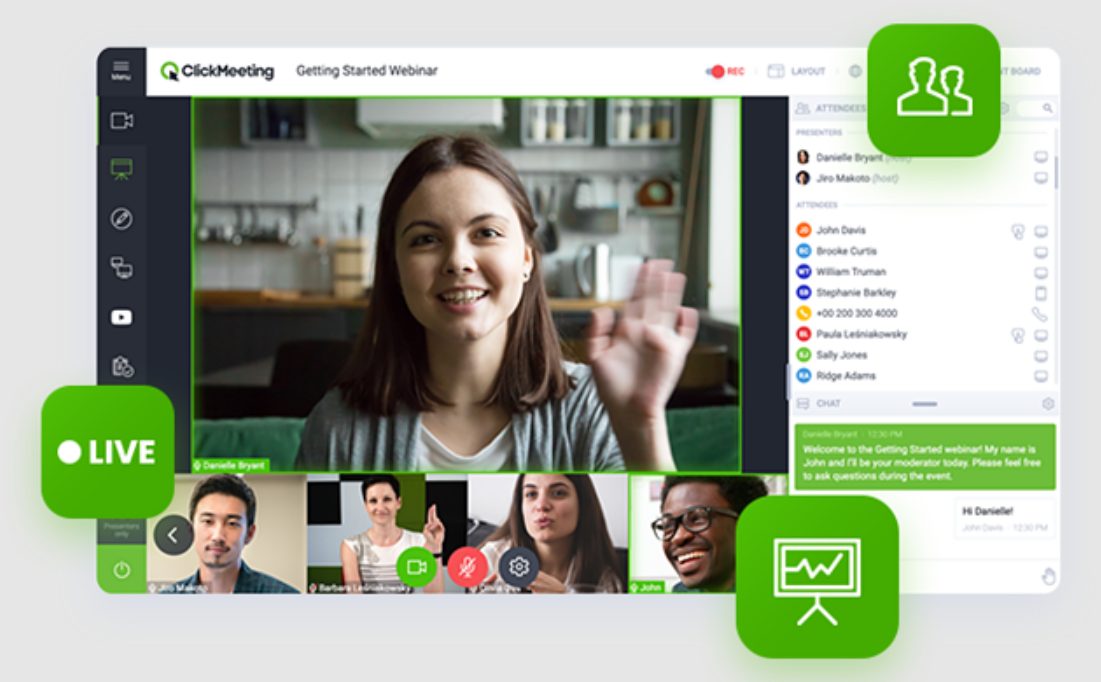 clickmeeting video meeting interface